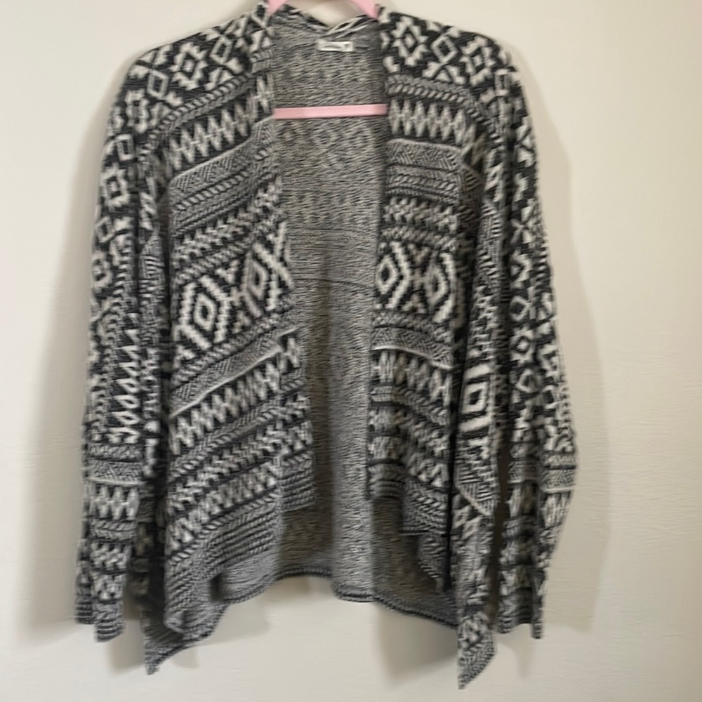 Size large, gray, and white coat / cardigan